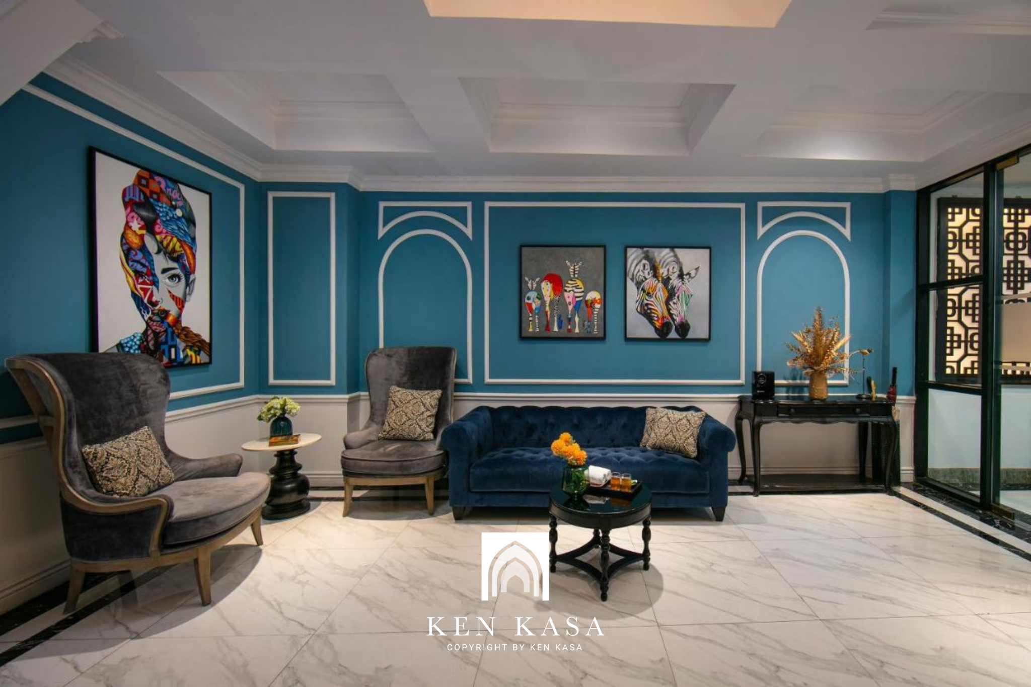 Không gian sảnh nghệ thuật tại San Boutique Hanoi Hotel 